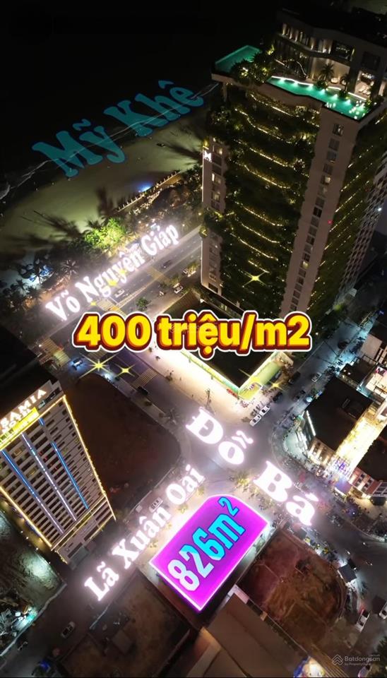 Chuyển nhượng lô đất biển 2 mặt tiền đỗ bá  lã xuân oai. dt 826m2