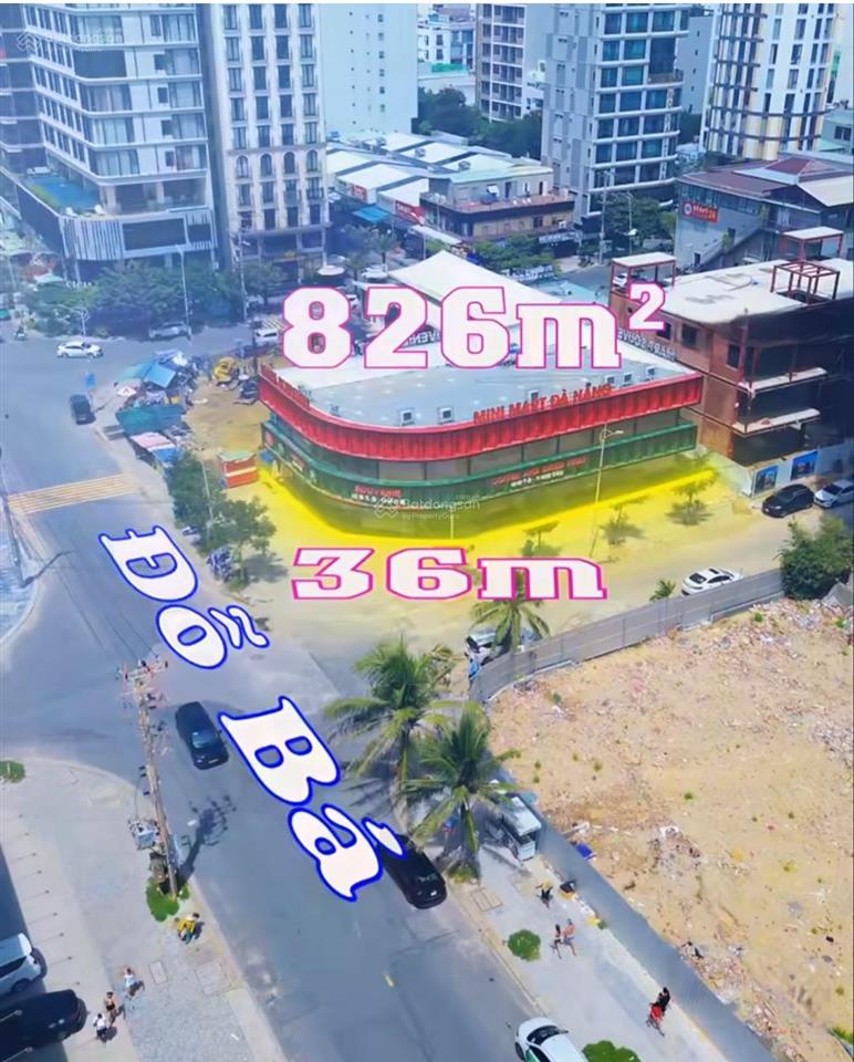 Chuyển nhượng lô đất biển 2 mặt tiền đỗ bá  lã xuân oai. dt 826m2