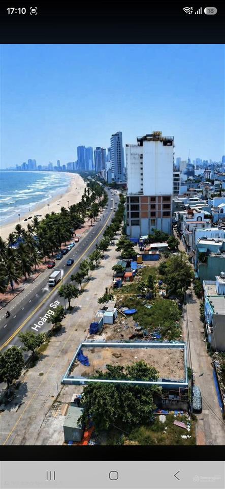 Bán đất 2 mặt tiền biển hoàng sa, vị trí b2.5 lô 33 và 34. diện tích 205m2. giá 76 tỷ