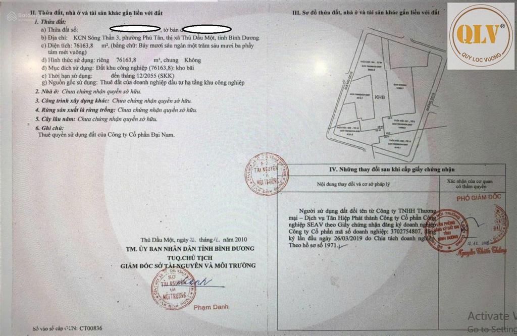 Bán / cho thuê đất công nghiệp kcn sóng thần 3, thủ dầu một, bình dương, 76.163m2