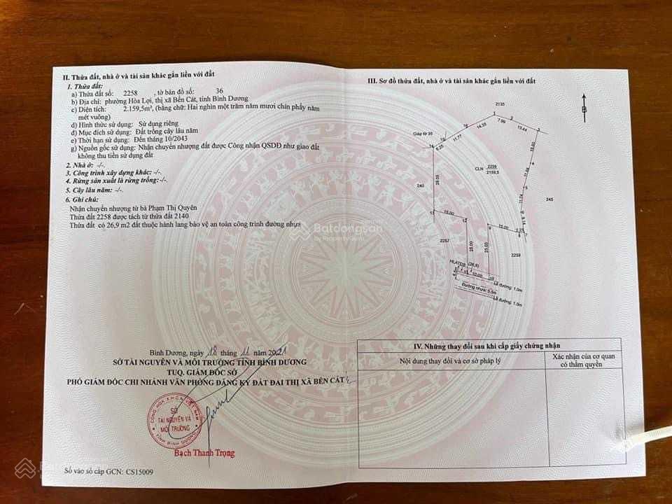 Bán đất hoà lợi 1 sẹc đt 741, bến cát, bình dương