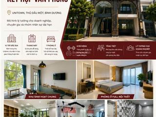 Cho thuê tòa nhà kết hợp văn phòng & apartment khu tm unitown thành phố mới giá 55tr/tháng