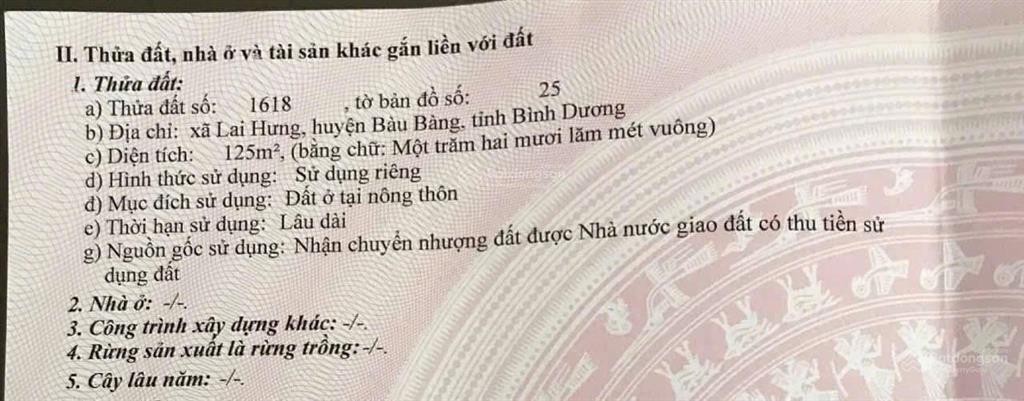 Chính chủ bán đất tdc lai hưng  cầu đôi. ngay ngã 3 bến tượng. dt125m2(5x25) tc100%. giá 1,1 tỷ