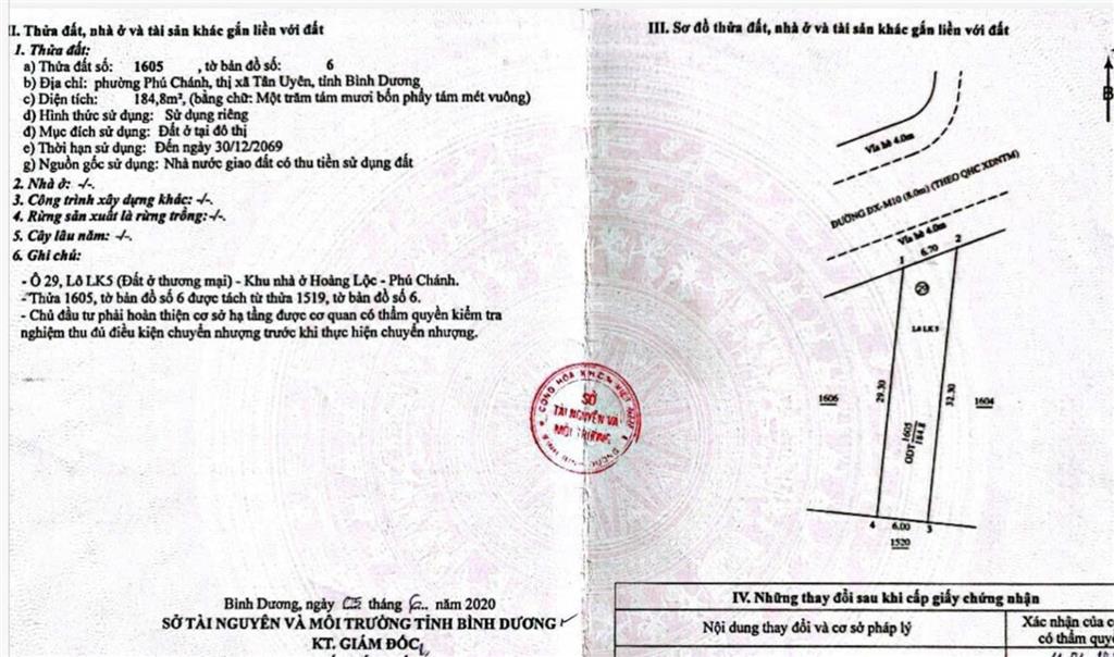Bán đất thuộc khu nhà ở hoàng lộc  p. phú chánh. nay thuộc p. bình dương. tp. hcm. dt 126m2(5x26)