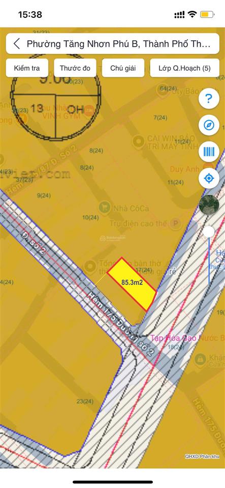 Bán đất hẻm 175  đường số 2  phường tăng nhơn phú b (mặt tiền đường dự kiến 30m)