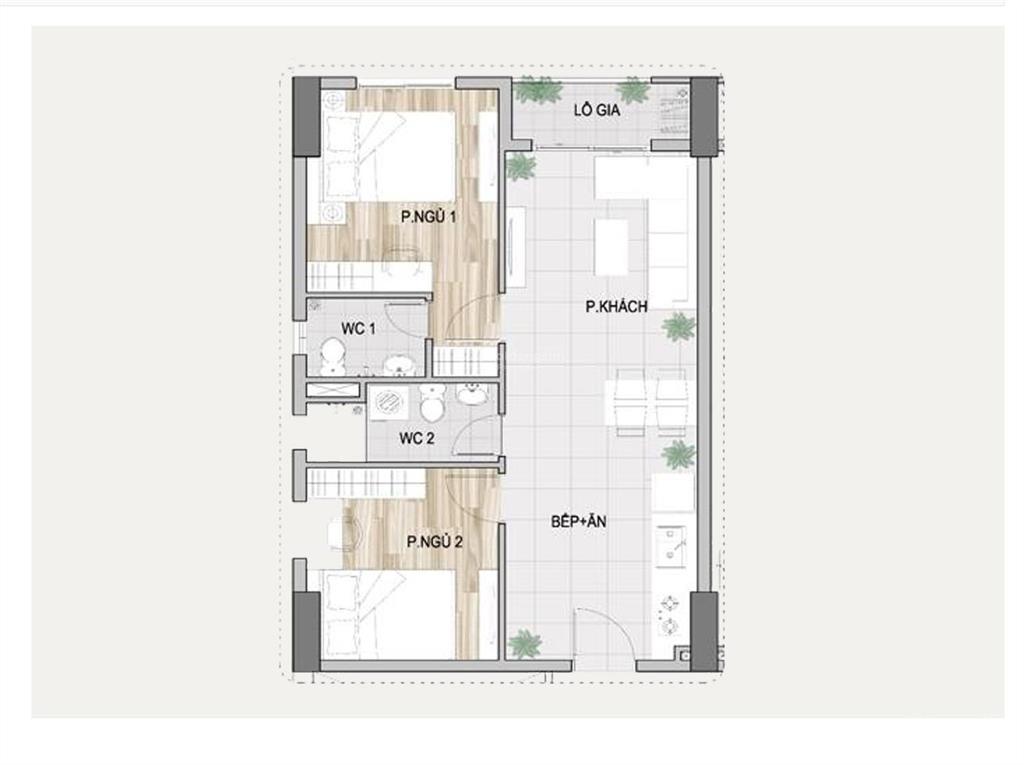 Cho thuê căn góc 2toilet 2pn, lầu 7. chung cư prosper plaza. có sẵn nội thất. giá tốt