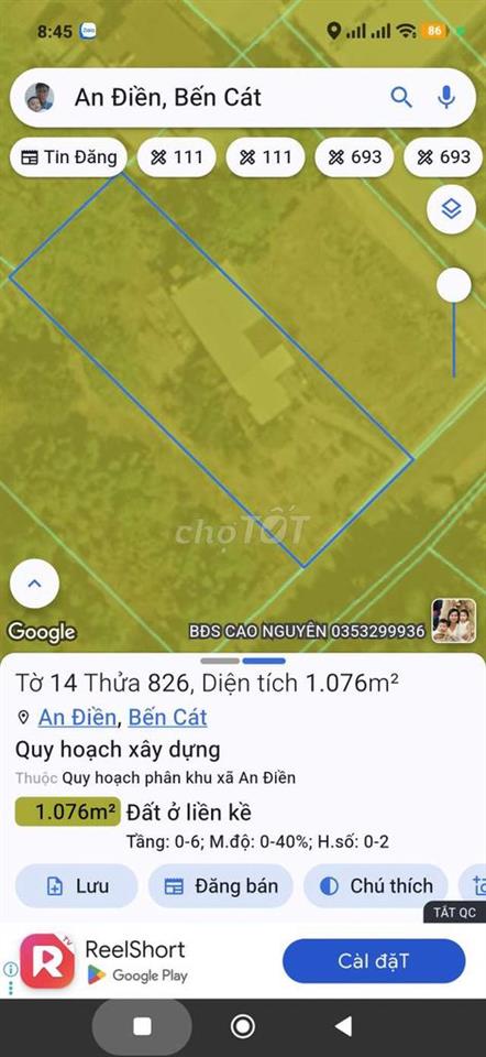 Đất 7*54 An Điền gần UBND Phường