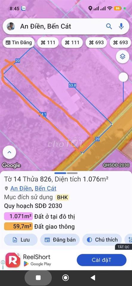 Đất 7*54 An Điền gần UBND Phường