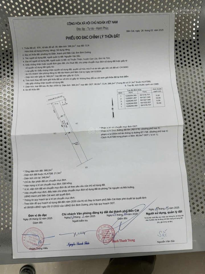 Bán đất bình dương thổ cư gần trường đại học việt đức giá quá rẻ chỉ 1,1 tỷ/368.2m2