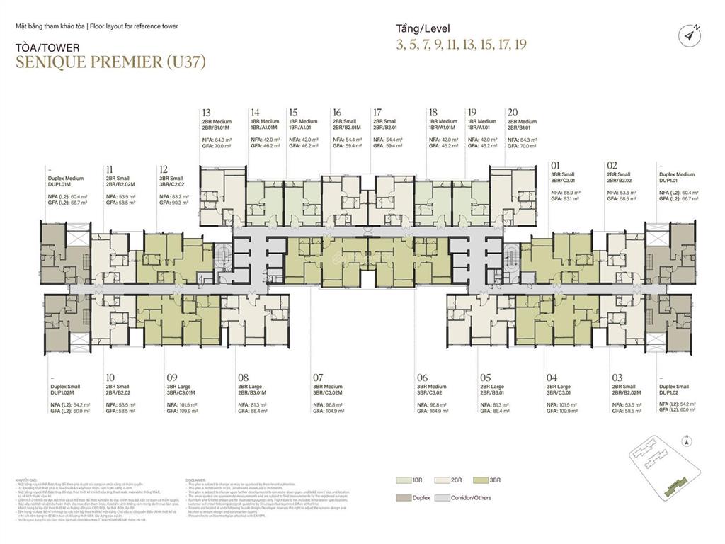 Bán căn hộ 03 phòng ngủ s1.2101 the senique, ban công đông nam, view hồ 24,5ha