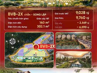 Bán biệt thự song lập 140m2, giá chỉ 9,7 tỷ. giá tốt nhất dự án. vốn ban đầu chỉ từ 2 tỷ