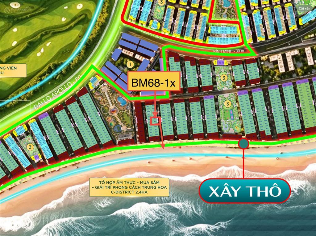 Bán nhanh biệt thự song lập bm681x, dt 162m2 cách biển 100m. giá bán 12,378 tỷ