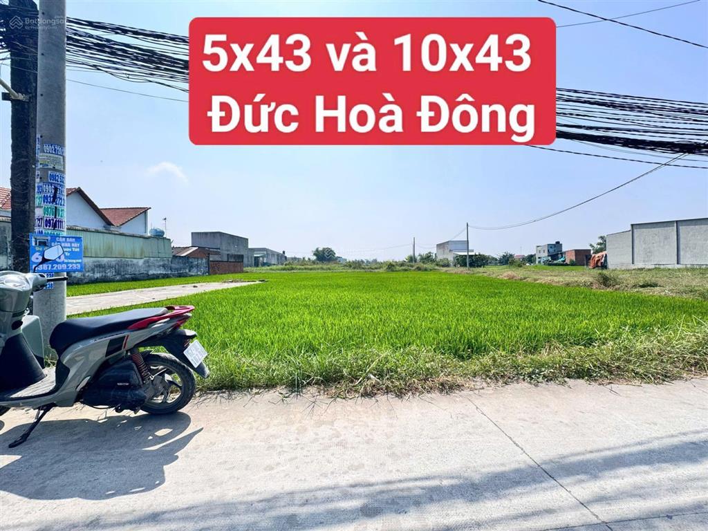 Đất xây trọ kcn đức hòa đông 10x43m (430m2) đi công chứng ngay. giá 1,050 tỷ/lô