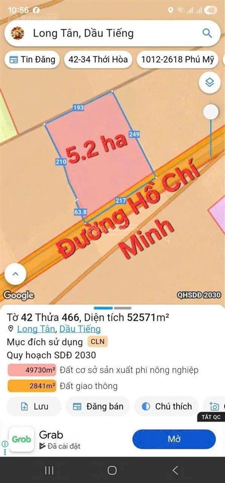 5.2ha đất skc mặt tiền đường hồ chí minh (dầu tiếng, bình dương)