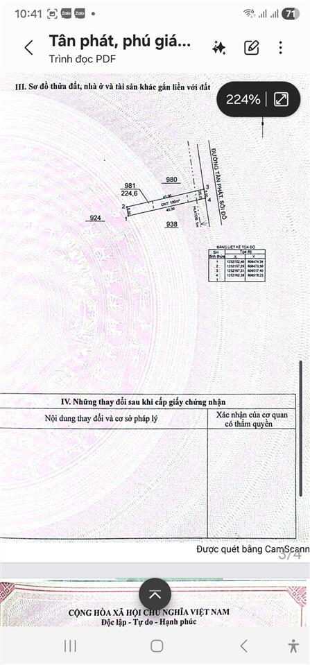 Đất mặt tiền tân phát, phú giáo. dt 5x45m, tc 100m2