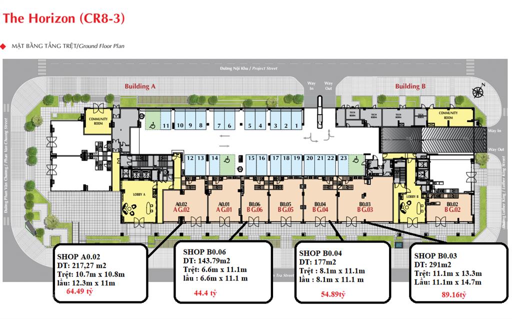 Bán shophouse the horizon mặt tiền trần văn trà giá gốc