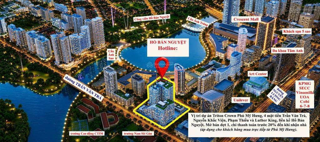 Bán penthouse dự án triton crown hồ bán nguyệt view sông, căn góc 314m2, giá góc cđt 0906 328 ***