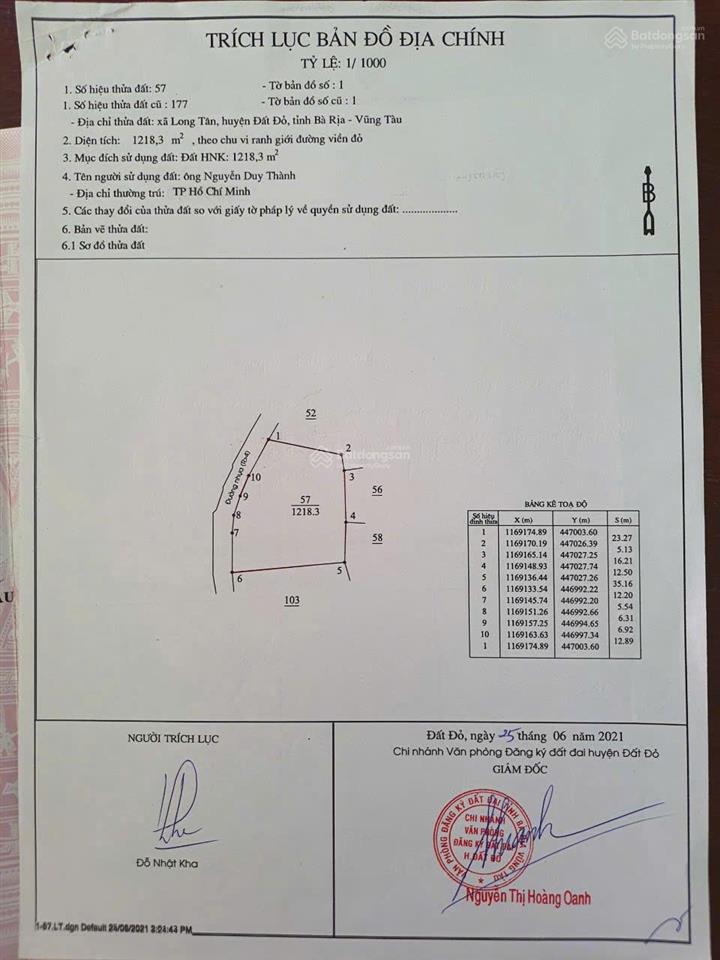 Bán đất chính chủ xã đất đỏ, tp.hcm view hồ đá bàng, phân lô dễ dàng