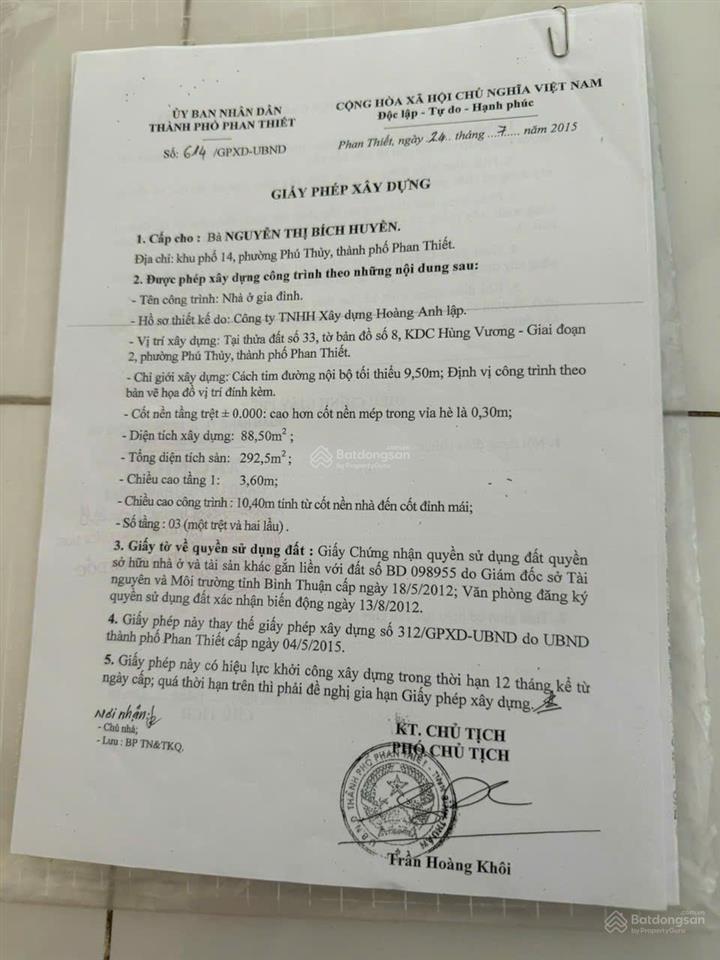 Bán đất 2mt mặt tiền đường châu văn liêm + lê đại hành, phường phú thuỷ, tp phan thiết