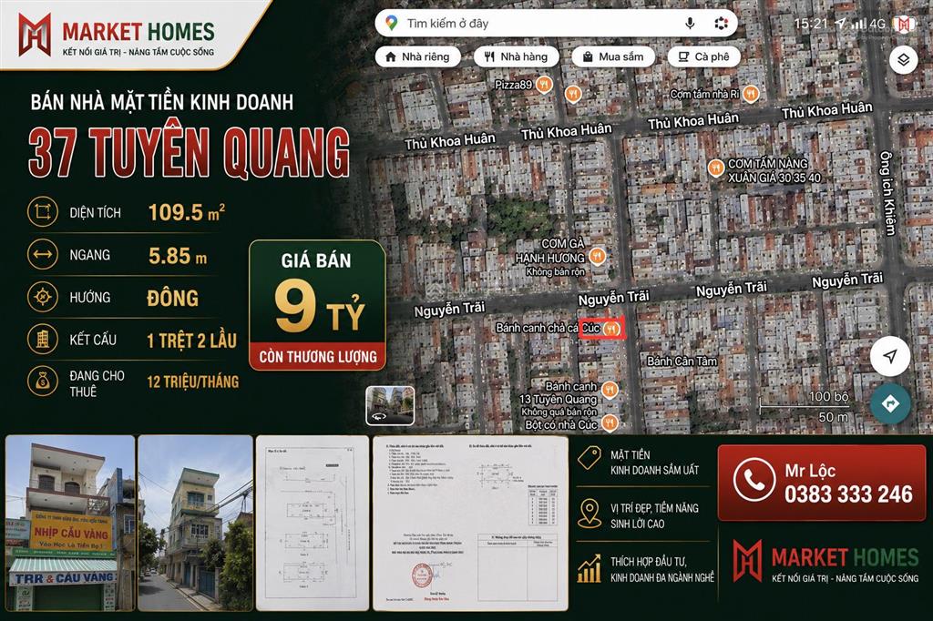 Bán nhà 1 trệt 2 lầu mặt tiền đường tuyên quang, phan thiết 109.5m2 9 tỷ
