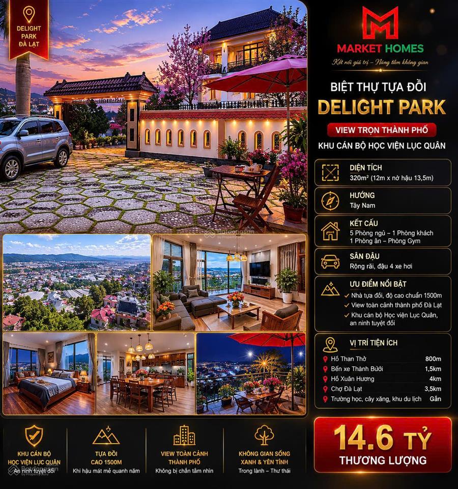 Biệt thự view toàn cảnh đà lạt khu cán bộ học viện lục quân delight park