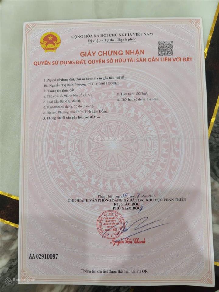 Bán nhà hẻm 222/20 thủ khoa huân, phường phú thủy, dt 102.7m2, ngang 6.58m gần chợ phú thủy