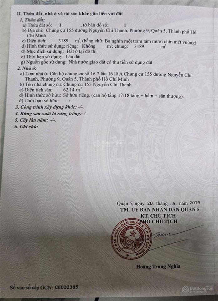 Bán căn góc cc 155 nguyễn chí thanh phường an đông  giá chỉ 4,4 tỷ