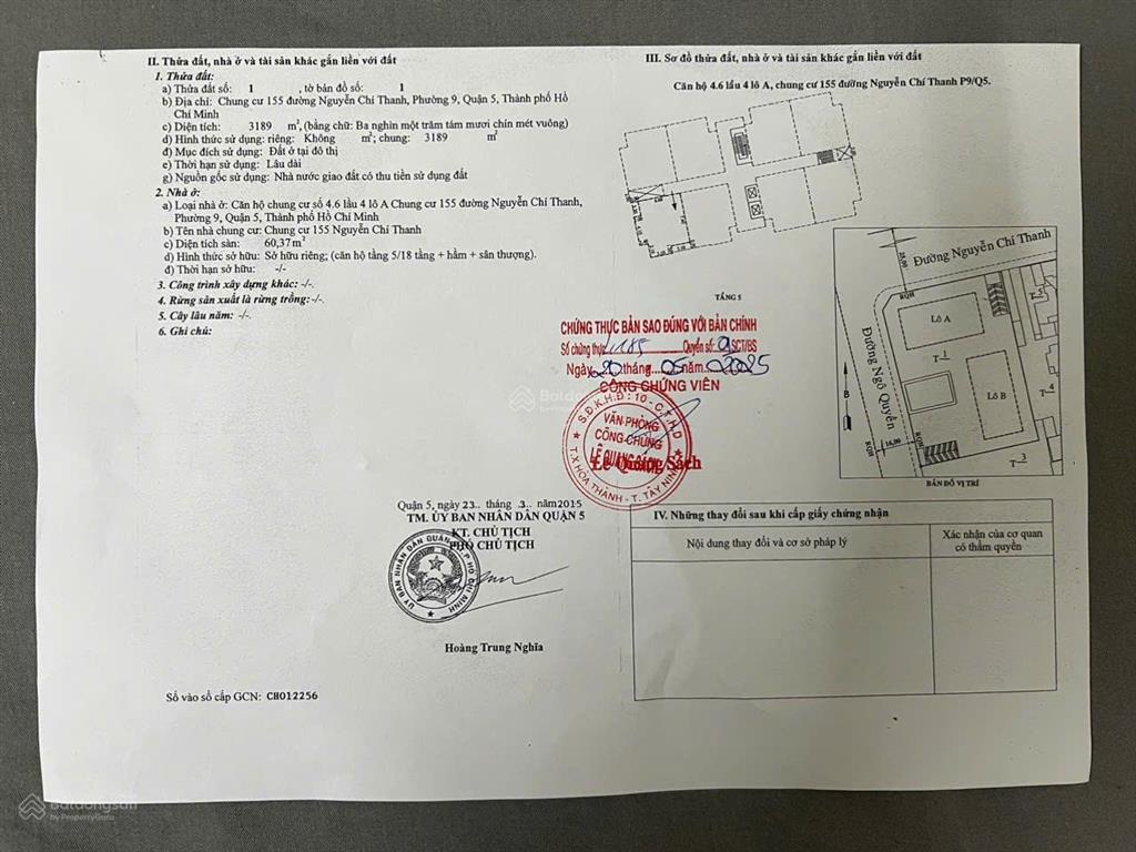 Bán căn góc lô a, lầu 4.6 cc 155 nguyễn chí thanh 60,37m2 giá 4,5 tỷ
