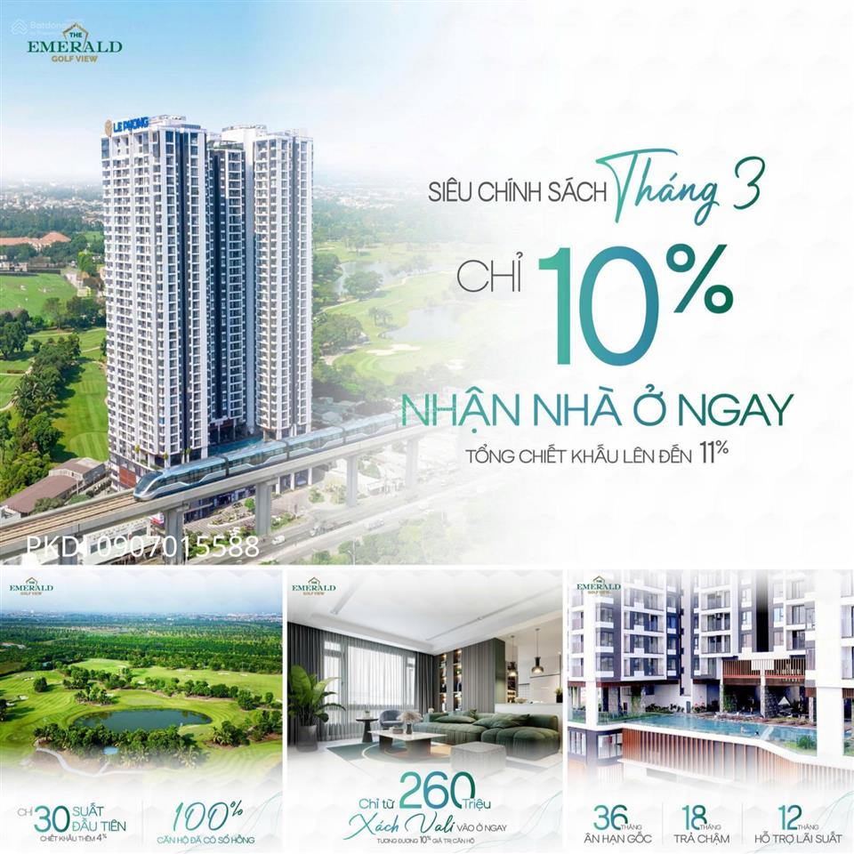 Giỏ hàng emerald golf view lấy căn theo nhu cầu kh, tt 10% nhận nhà cho thuê, tt giãn 18th, ck 11%