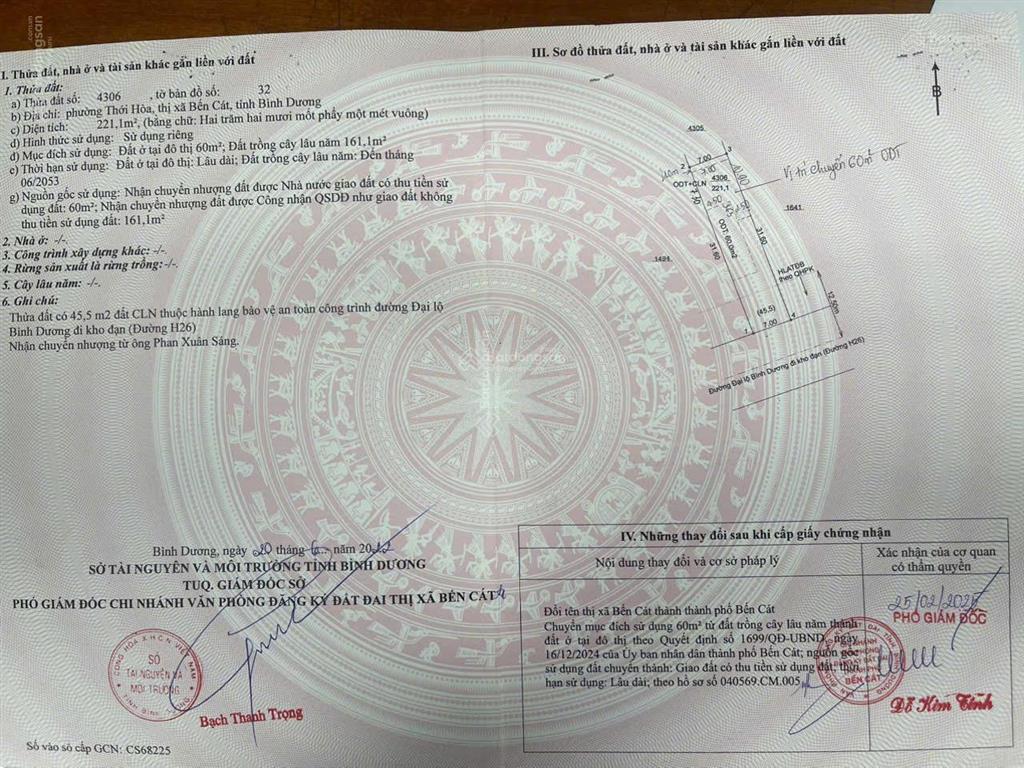 Chính chủ bán đất mặt tiền đường h26(603), p. thới hòa, bến cát, bình dương gần ql13, giá 3.2 tỷ