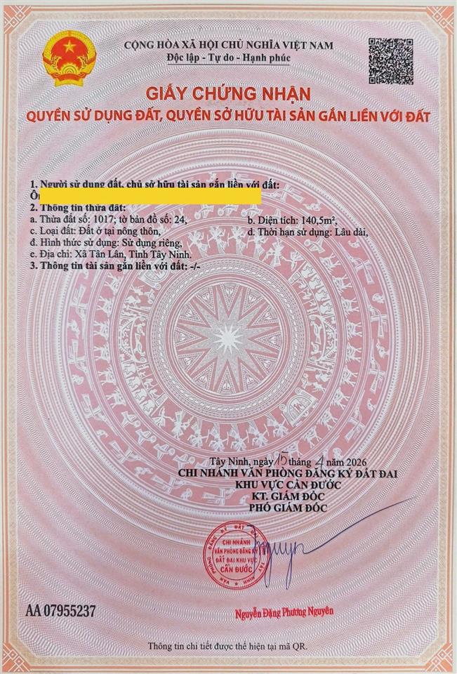 Chủ cần bán gấp nền 140m2 thổ cư tân lân | 690 triệu
