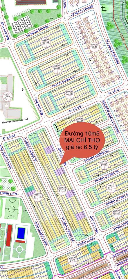 Đường 10m5 mai chí thọ  đông nam  giá tốt chỉ 6.5 tỷ