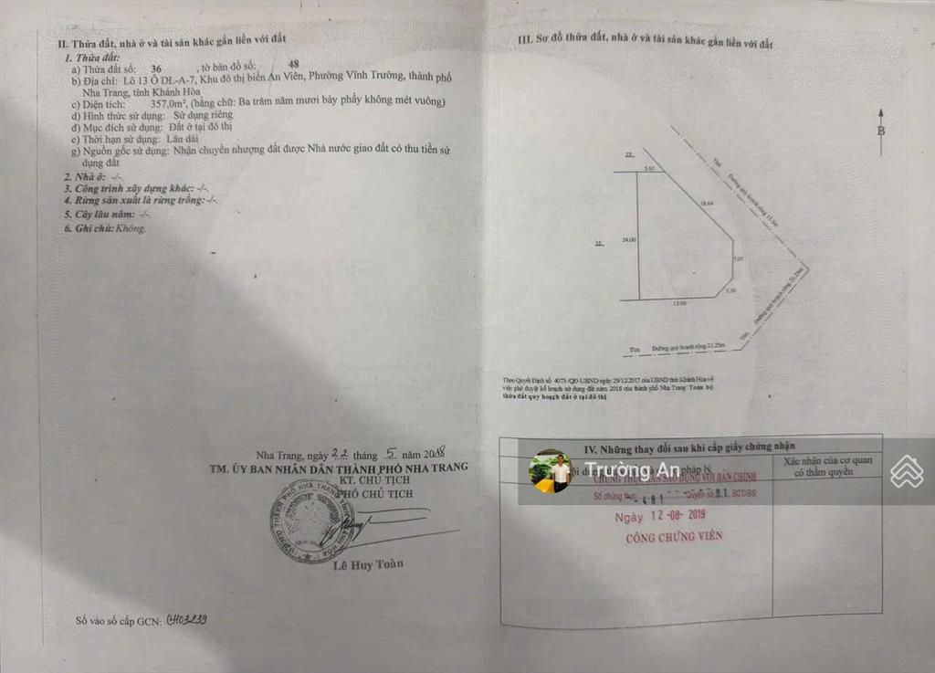 Duy nhất lô góc lớn 3 mặt tiền hiếm kđt an viên biển nha trang