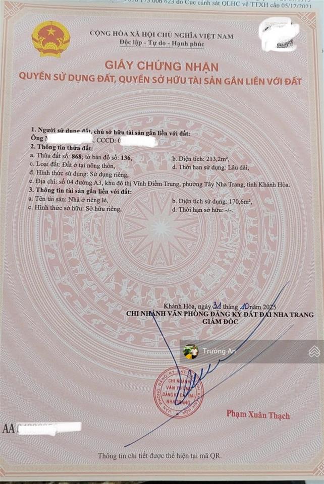 Biệt thự góc 2 mặt tiền tại khu đô thị vĩnh điềm trung b, đã có sổ hoàn công.