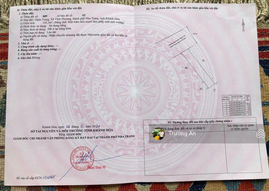 Bán đất mặt đường kinh doanh đường thôn trung, xã vĩnh phương, thành phố nha trang