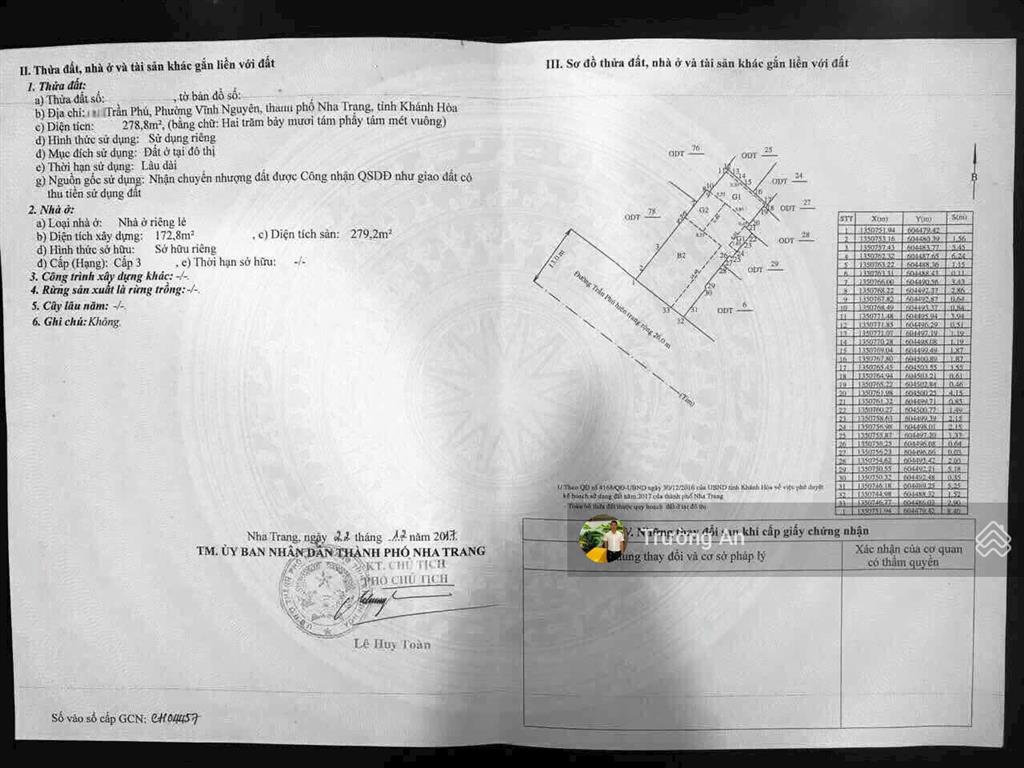 Bán nhà cũ mặt tiền trần phú nha trang, diện tích 279m (ngang 11m), giá hợp lý 179tr/m