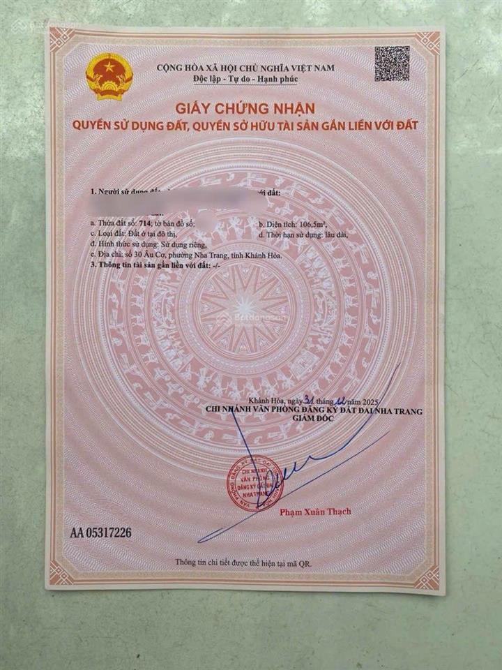 Cần bán nhà 2 tầng đường âu cơ, diện tích 108,9m2 (ngang 6,47m), hướng tây nam