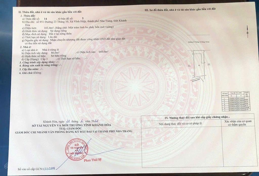 Cần bán nhà mặt tiền đường 23/10, vĩnh hiệp, nha trang.