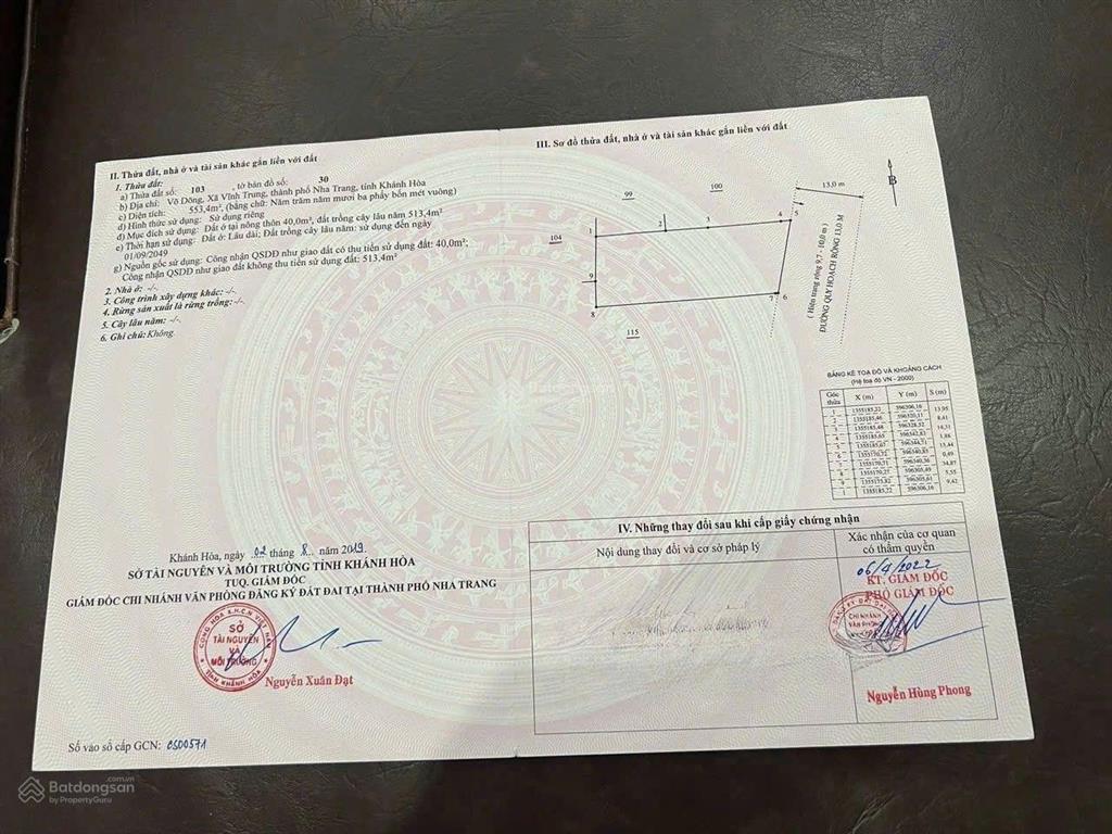 Bán lô đất 553,4m mặt đường lớn xuân sơn, võ dõng, phường tây nha trang.