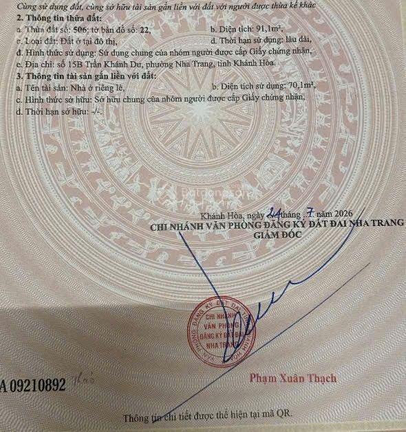 Bán lô đất mặt tiền kinh doanh trần khánh dư. vị trí đắc địa trung tâm nha trang
