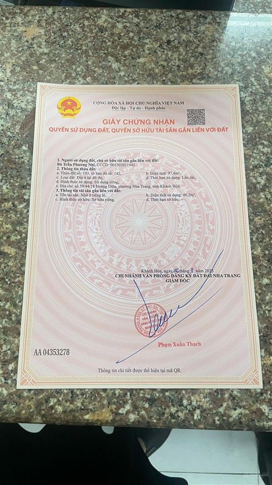 Bán căn nhà tọa lạc tại hẻm xe hơi thông thoáng giữa hoàng diệu và dã tượng