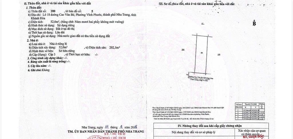 Cần bán căn nhà 4 tầng mặt tiền đường cao văn bé, biển hòn chồng nha trang