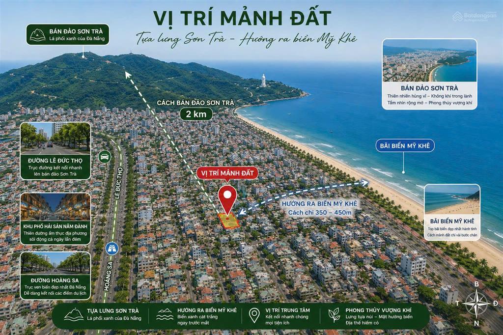 Cắt lỗ 5,6 tỷ! bán đất 72,7m² gần biển sơn trà, cách biển 400m, sổ hồng chính chủ
