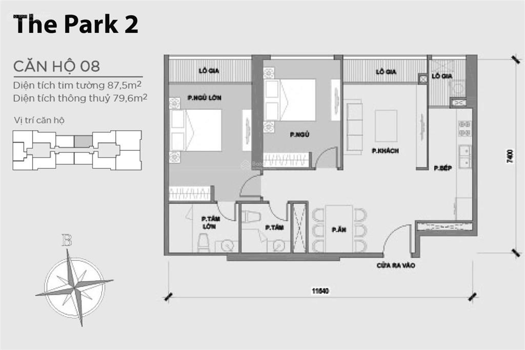 Bán 2pn vcp  p2.08  88m2, 2 ban công, view công viên, shr, 11 tỷ