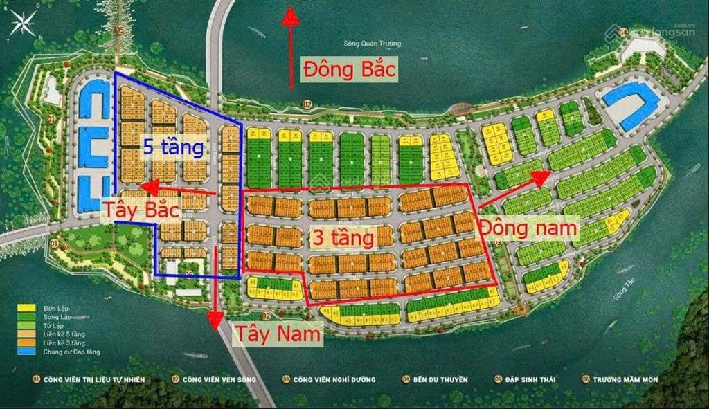 Villa song lập, hướng đông nam, kề sông, bến du thuyền tại đảo nam dự án charmora city nha trang