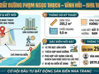 Bán đất đường phạm ngọc thạch, gần scenia bay, cách biển chỉ 290m, ngang 9m phù hợp xây căn hộ