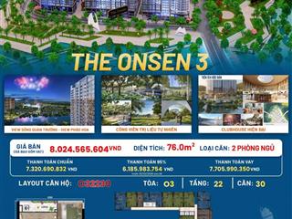 Căn góc 3 mặt thoáng view sông view pháo hoa đẹp nhất toà the onsen 3 charmora city giá cđt