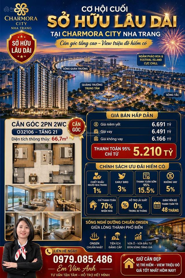 Cơ hội sở hữu toà căn hộ sở hữu lâu dài cuối cùng tại charmora city nha trang view pháo hoa
