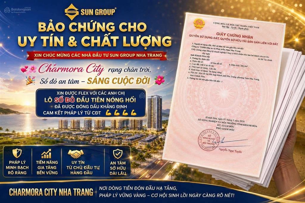 Căn townhouse ngang 9m, 2 mặt thoáng, đẹp dự án charmora city nha trang mặt đường d6 rộng 20m