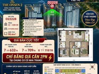 Sở hữu căn góc 3pn 90m2 view sông, view biệt thự the onsen 2  charmora city nha trang chỉ 7tỷ632tr